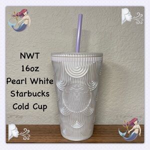 NWT Starbucks 16oz Pearl White Shell Cold Cup